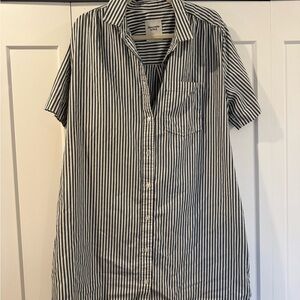 Abercrombie & Fitch Women’s Blue and White Striped Short-Sleeve Button Dress